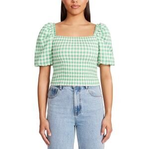 Steve Madden BB Dakota Womens Keys to The Gingham Top Cottage Boho Coquette sz M